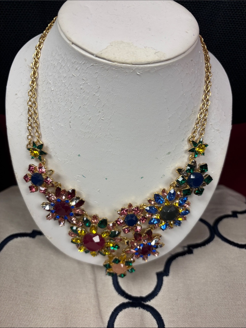 Talbots Multicolor Floral Crystal Statement Necklace- NWOT